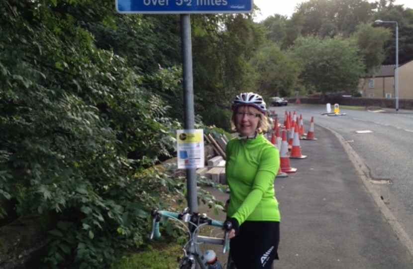 Maggie at the start of the climb